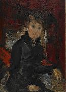 Ernst Josephson Woman dressed in black oil painting on canvas